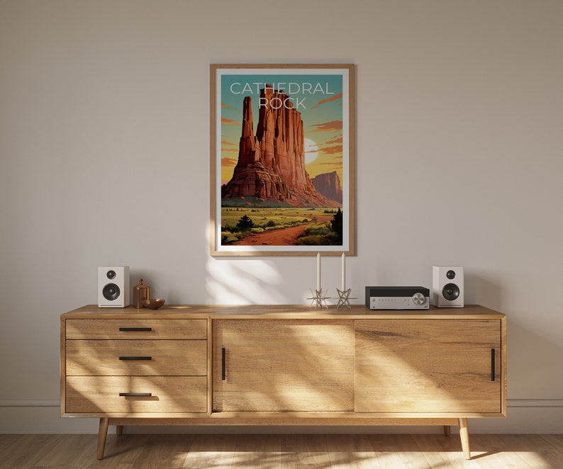 Cathedral Rock Reiseposter, Arizona Wandkunst, Arizona Druck, Cathedral Rock Poster, Arizona Poster, Cathedral Rock Druck, Naturkunst