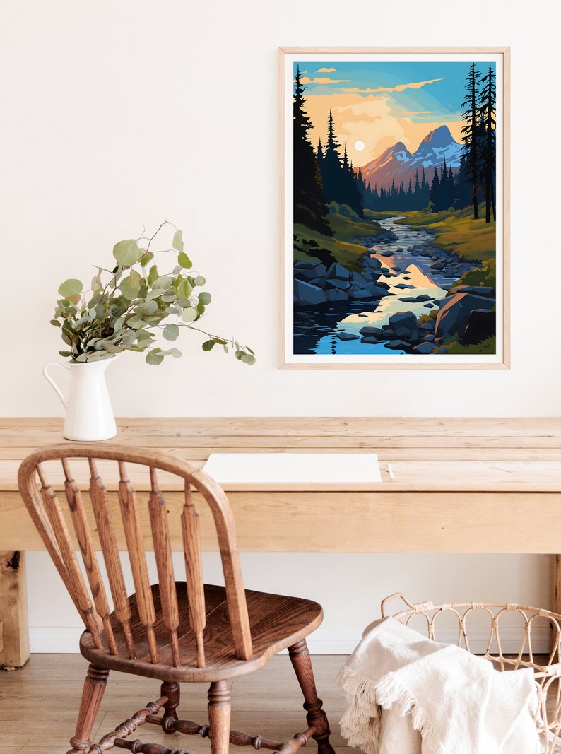 Affiche de voyage Grand Teton, art mural du Wyoming, impression du Wyoming, affiche Grand Teton, affiche du parc national, affiche de la nature, art du Grand Teton