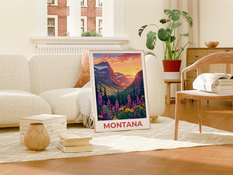 Montana Poster, Montana Druck, Berg Poster, Berg Druck, Montana Reise Poster, Wald Poster, Montana Kunst
