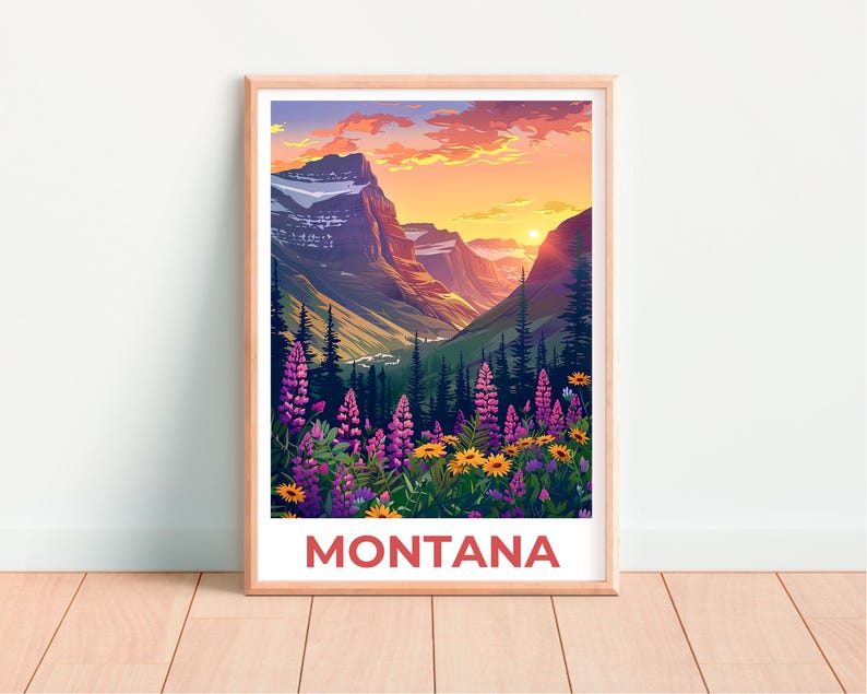 Montana Poster, Montana Druck, Berg Poster, Berg Druck, Montana Reise Poster, Wald Poster, Montana Kunst