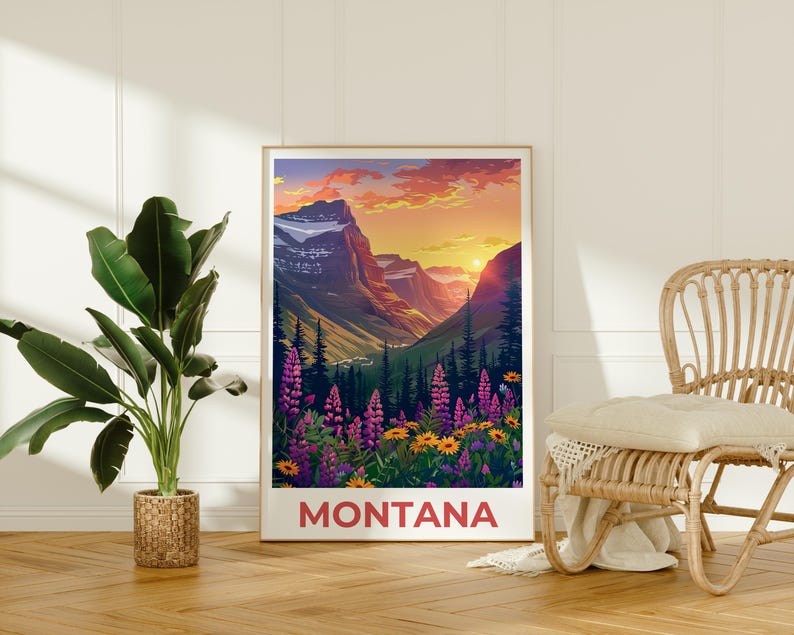 Montana Poster, Montana Druck, Berg Poster, Berg Druck, Montana Reise Poster, Wald Poster, Montana Kunst