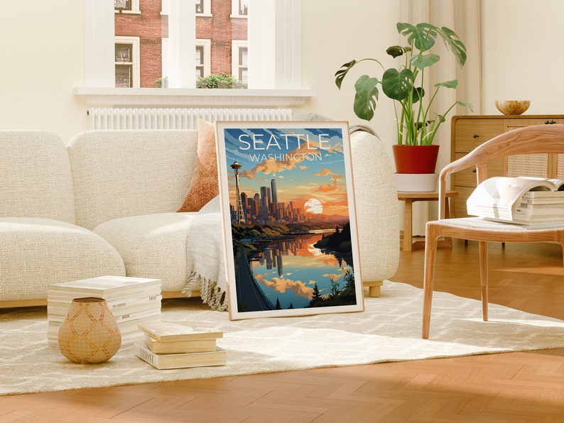 Seattle Travel Poster, Washington State Wall Art, Washington State Print, Seattle Poster, Space Needle Poster, City Poster, Seattle Art