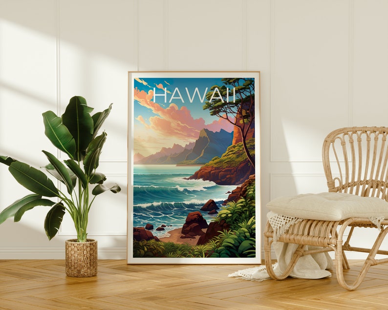 Hawaii Travel Poster, Island Wall Art, Island Print, Hawaii Poster, Island Poster, Nature Poster, Hawaii Art