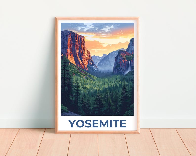 Yosemite National Park Poster, Yosemite Print, California Poster, Yosemite Waterfall Print, Yosemite Poster, Yosemite Gift, California Print