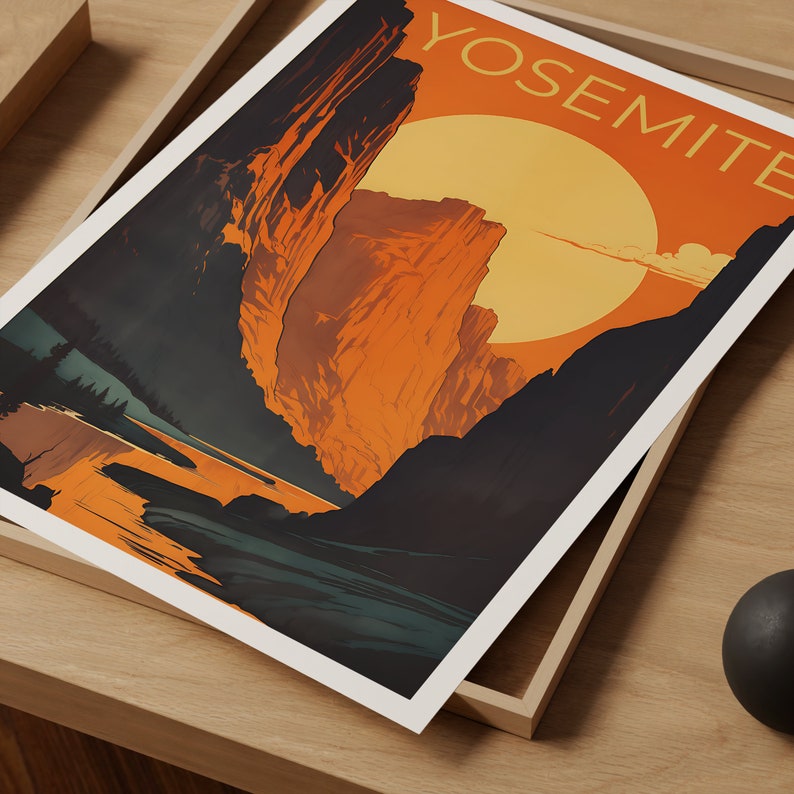Affiche de voyage Yosemite, art mural de Californie, impression de Californie, affiche Yosemite, affiche de Californie, affiche nature, art Yosemite