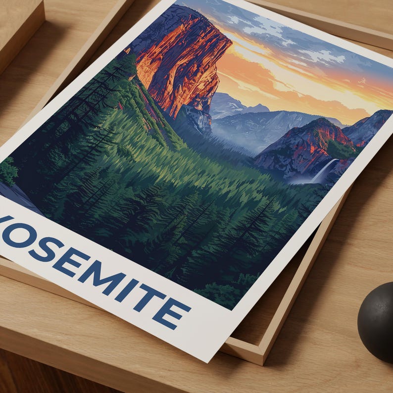 Yosemite National Park Poster, Yosemite Print, California Poster, Yosemite Waterfall Print, Yosemite Poster, Yosemite Gift, California Print