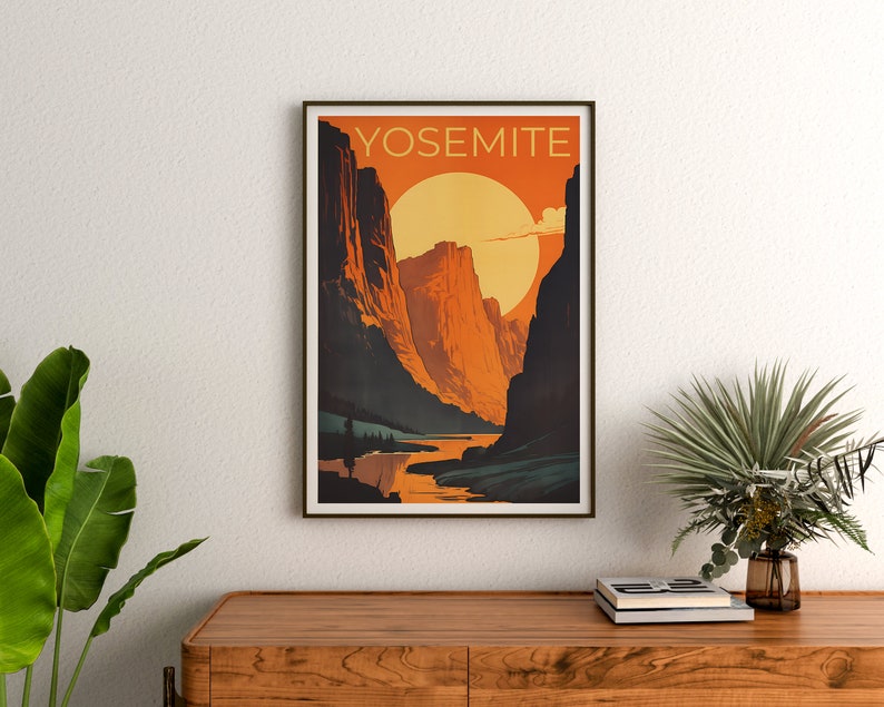 Affiche de voyage Yosemite, art mural de Californie, impression de Californie, affiche Yosemite, affiche de Californie, affiche nature, art Yosemite