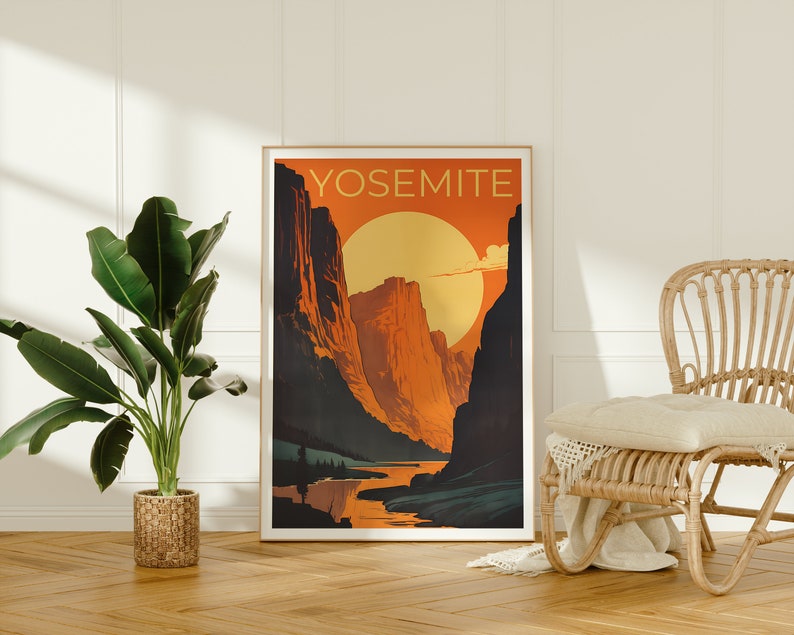 Affiche de voyage Yosemite, art mural de Californie, impression de Californie, affiche Yosemite, affiche de Californie, affiche nature, art Yosemite