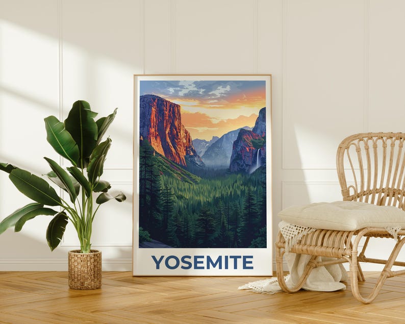 Yosemite National Park Poster, Yosemite Print, California Poster, Yosemite Waterfall Print, Yosemite Poster, Yosemite Gift, California Print