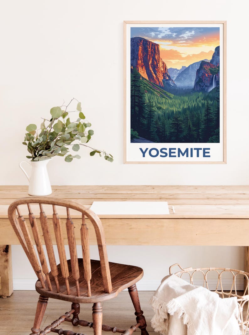 Yosemite National Park Poster, Yosemite Print, California Poster, Yosemite Waterfall Print, Yosemite Poster, Yosemite Gift, California Print