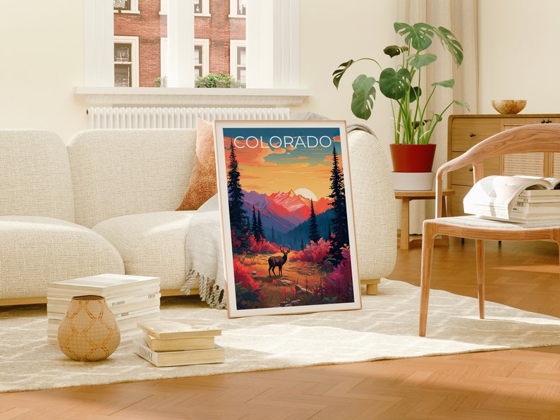 Colorado Poster, Colorado Print, Deer Poster, Rockies Print, Colorado Travel Poster, Deer Art, Colorado Art