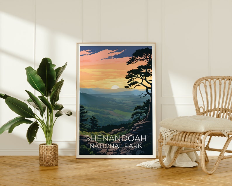 Affiche de voyage de Shenandoah, art mural de Virginie, impression de Virginie, affiche de Shenandoah, affiche de Virginie, affiche de nature, art de Shenandoah