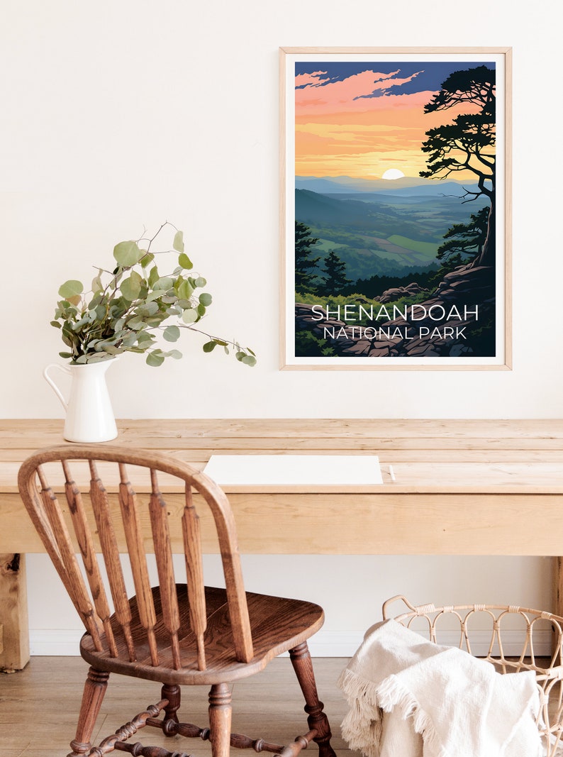 Affiche de voyage de Shenandoah, art mural de Virginie, impression de Virginie, affiche de Shenandoah, affiche de Virginie, affiche de nature, art de Shenandoah