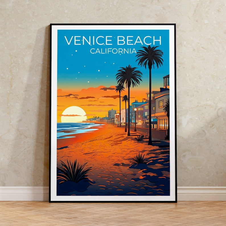 Venice Beach Travel Poster, California Wall Art, California Print, Venice Beach Poster, California Poster, City Poster, Venice Beach Art