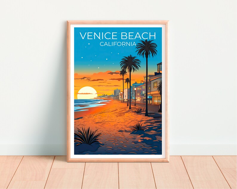 Affiche de voyage de Venice Beach, art mural de Californie, impression de Californie, affiche de Venice Beach, affiche de Californie, affiche de ville, art de Venice Beach