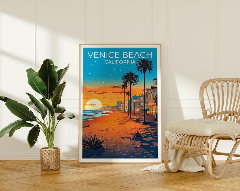 Affiche de voyage de Venice Beach, art mural de Californie, impression de Californie, affiche de Venice Beach, affiche de Californie, affiche de ville, art de Venice Beach