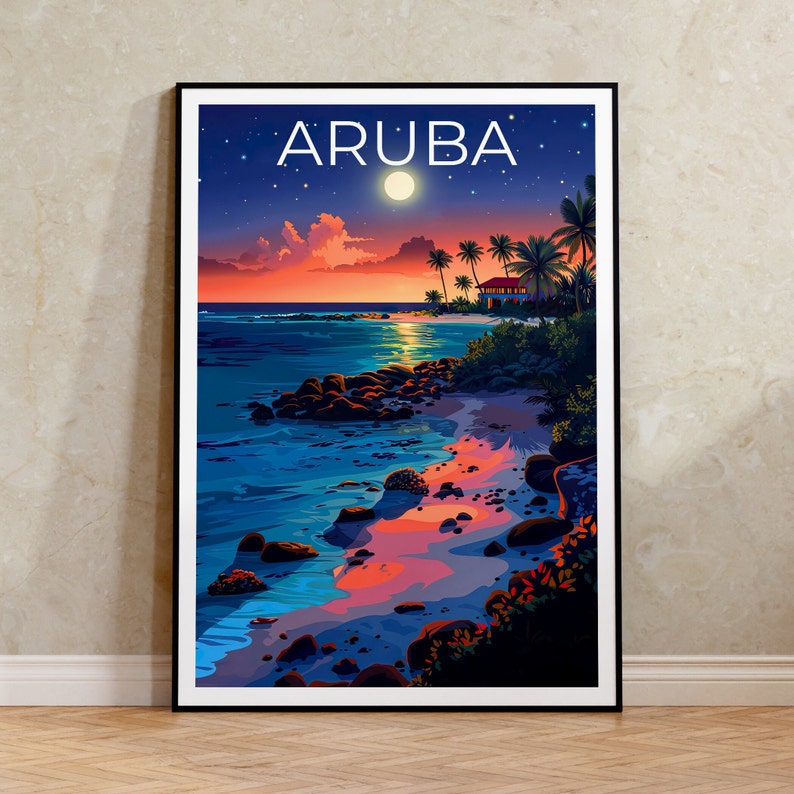 Aruba Poster, Aruba Print, Tropical Poster, Tropical Island Print, Aruba Travel Poster, Beach Art, Aruba Art