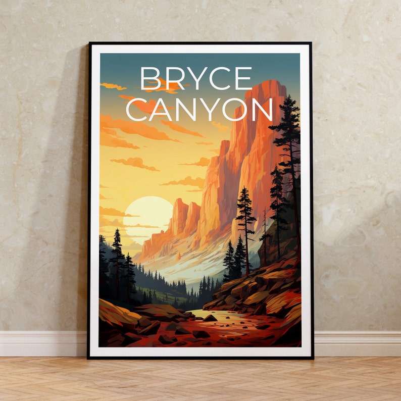 Affiche de voyage de Bryce Canyon, art mural de l'Utah, impression de l'Utah, affiche de Bryce Canyon, affiche de l'Utah, impression de Bryce Canyon, art de Bryce Canyon