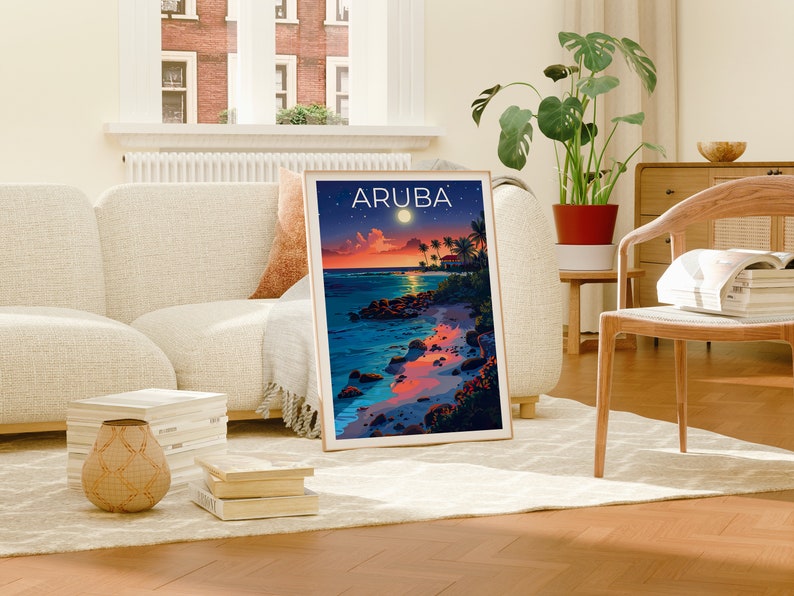 Aruba Poster, Aruba Print, Tropical Poster, Tropical Island Print, Aruba Travel Poster, Beach Art, Aruba Art