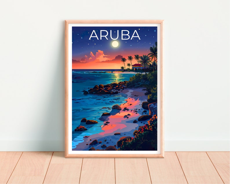 Aruba Poster, Aruba Print, Tropical Poster, Tropical Island Print, Aruba Travel Poster, Beach Art, Aruba Art