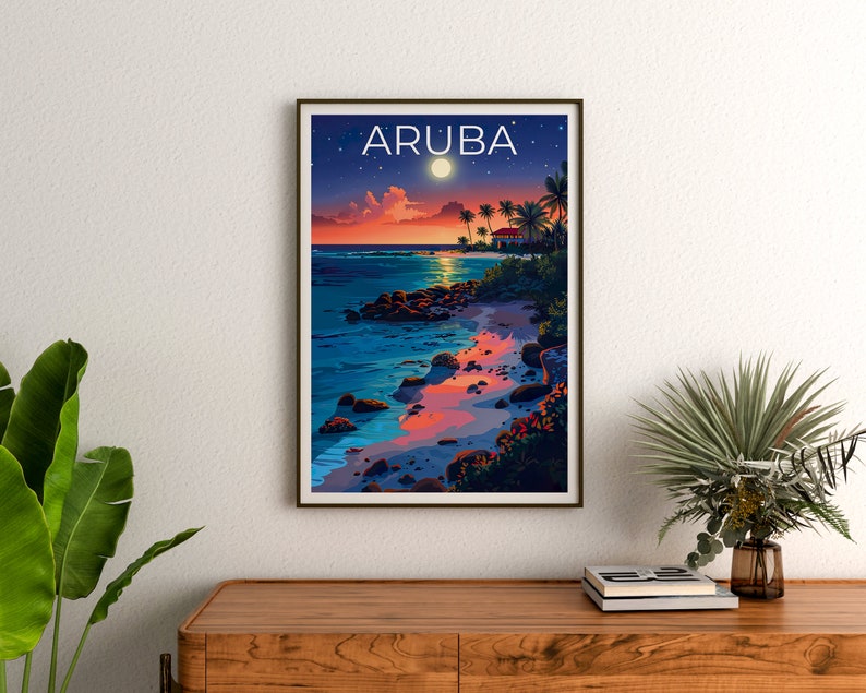 Aruba Poster, Aruba Print, Tropical Poster, Tropical Island Print, Aruba Travel Poster, Beach Art, Aruba Art
