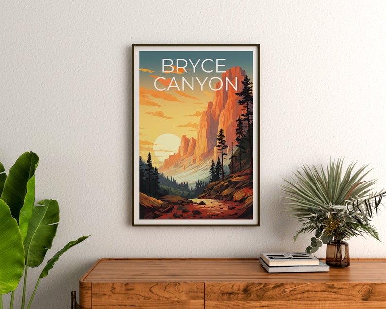Affiche de voyage de Bryce Canyon, art mural de l'Utah, impression de l'Utah, affiche de Bryce Canyon, affiche de l'Utah, impression de Bryce Canyon, art de Bryce Canyon