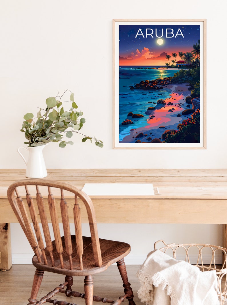 Aruba Poster, Aruba Print, Tropical Poster, Tropical Island Print, Aruba Travel Poster, Beach Art, Aruba Art
