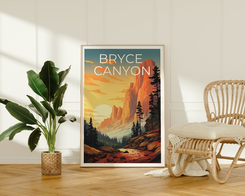 Affiche de voyage de Bryce Canyon, art mural de l'Utah, impression de l'Utah, affiche de Bryce Canyon, affiche de l'Utah, impression de Bryce Canyon, art de Bryce Canyon