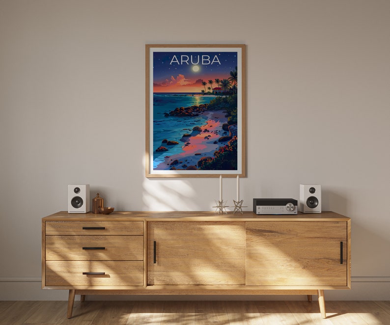 Aruba Poster, Aruba Print, Tropical Poster, Tropical Island Print, Aruba Travel Poster, Beach Art, Aruba Art