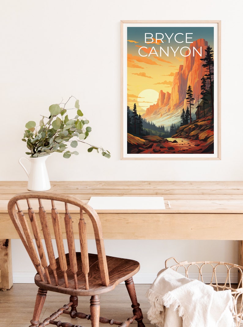 Affiche de voyage de Bryce Canyon, art mural de l'Utah, impression de l'Utah, affiche de Bryce Canyon, affiche de l'Utah, impression de Bryce Canyon, art de Bryce Canyon