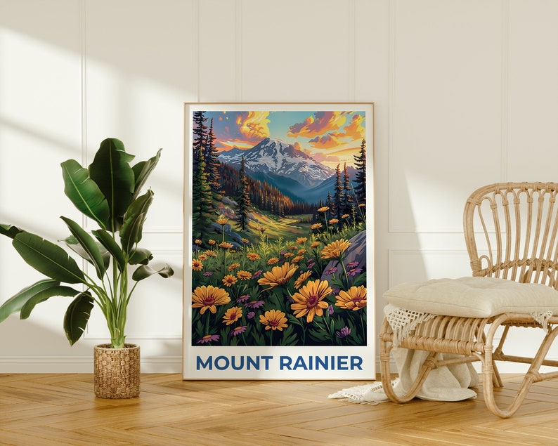 Affiche du mont Rainier, Impression du mont Rainier, Affiche de Washington, Affiche du parc national du mont Rainier, Impression de Washington