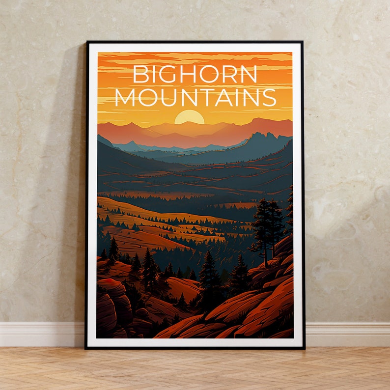 Bighorn Mountains Travel Poster, Wyoming Wall Art, Wyoming Print, Bighorn Mountains Poster, Wyoming Poster, Bighorn Mountains Print