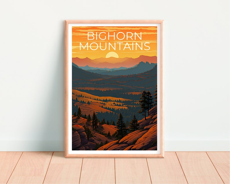 Bighorn Mountains Travel Poster, Wyoming Wall Art, Wyoming Print, Bighorn Mountains Poster, Wyoming Poster, Bighorn Mountains Print