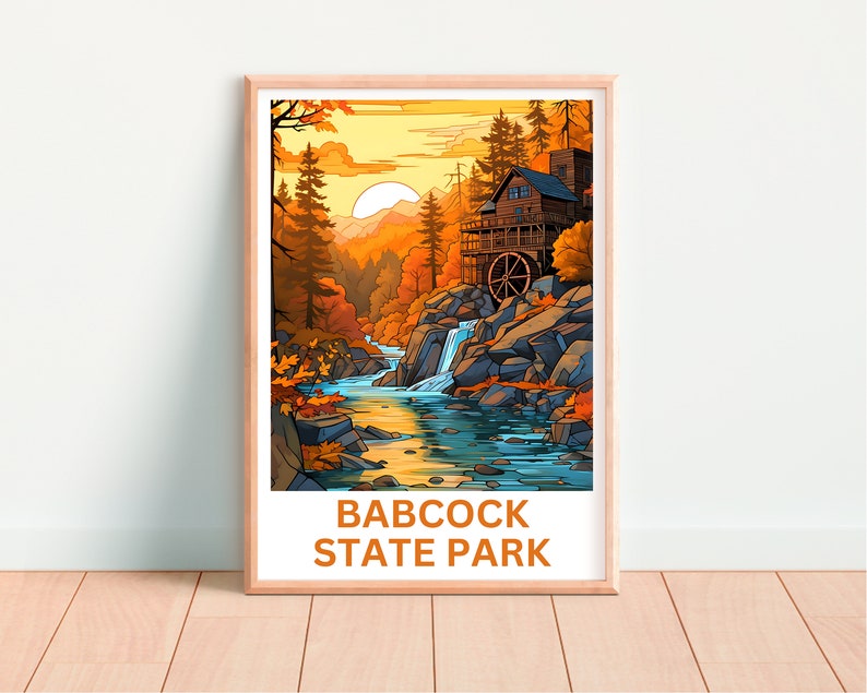 Babcock Travel Poster, West Virginia Wall Art, West Virginia Print, Babcock Poster, Creek Poster, Forest Poster, Wilderness Poster