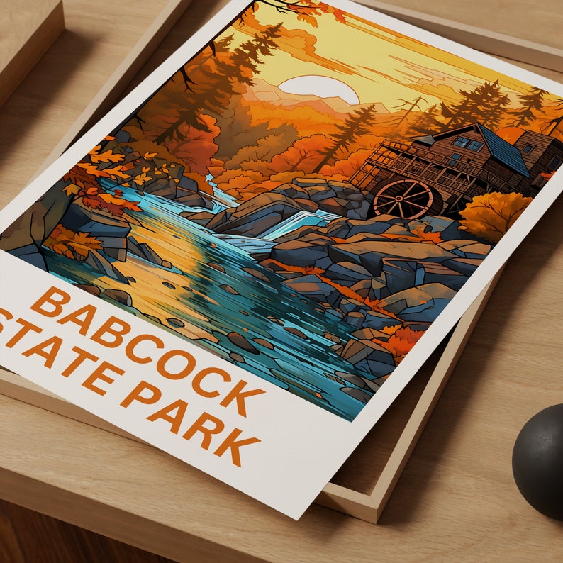 Babcock Travel Poster, West Virginia Wall Art, West Virginia Print, Babcock Poster, Creek Poster, Forest Poster, Wilderness Poster