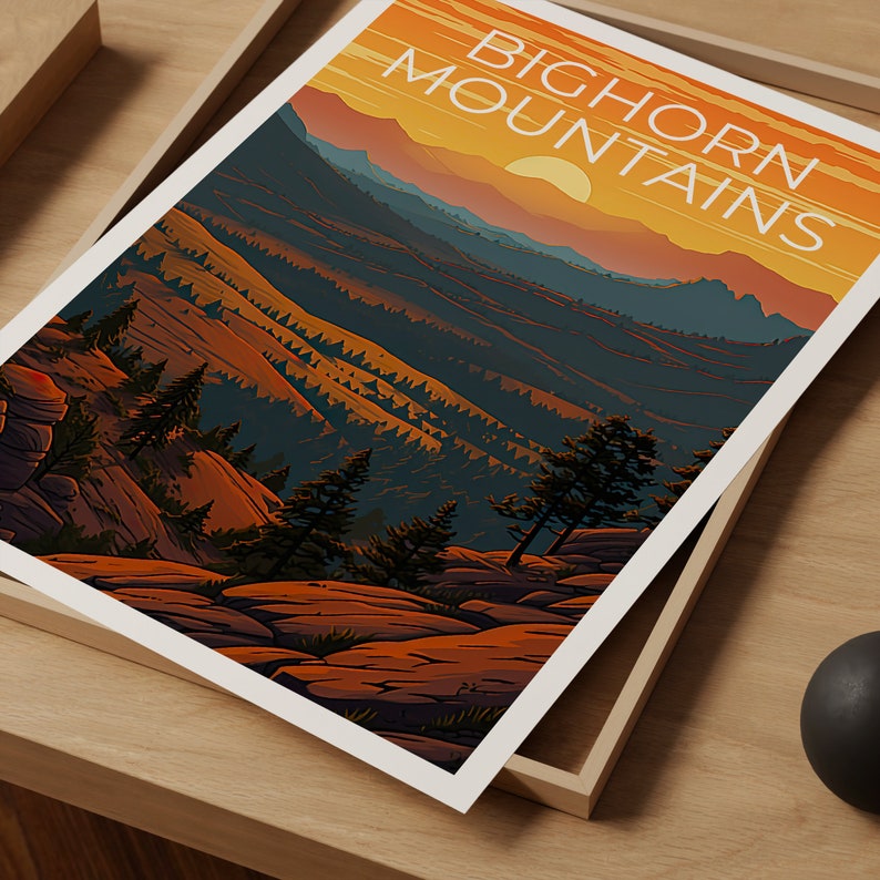 Bighorn Mountains Travel Poster, Wyoming Wall Art, Wyoming Print, Bighorn Mountains Poster, Wyoming Poster, Bighorn Mountains Print