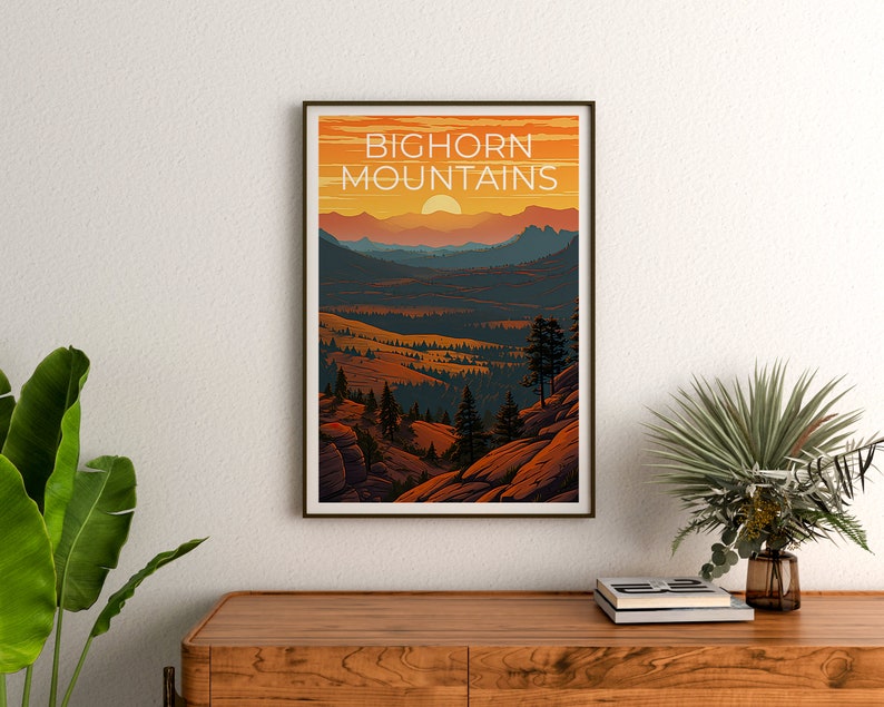Bighorn Mountains Travel Poster, Wyoming Wall Art, Wyoming Print, Bighorn Mountains Poster, Wyoming Poster, Bighorn Mountains Print