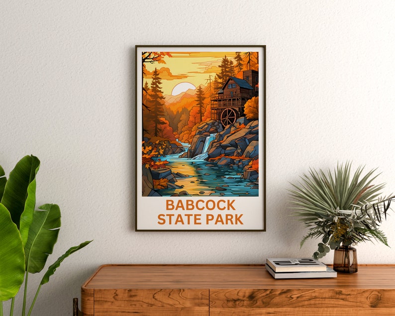 Babcock Travel Poster, West Virginia Wall Art, West Virginia Print, Babcock Poster, Creek Poster, Forest Poster, Wilderness Poster