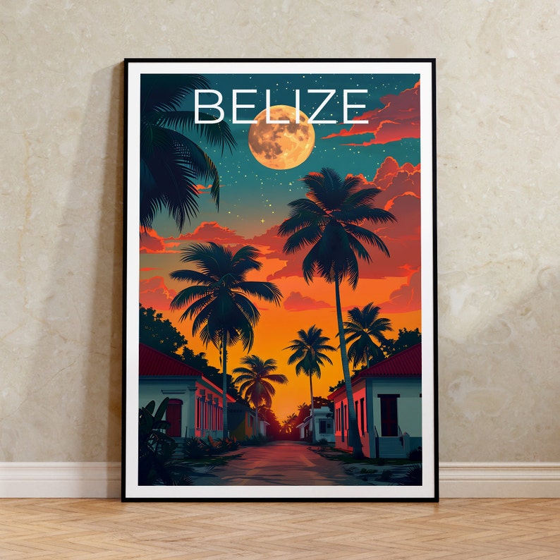 Belize Poster, Belize Print, Central America Art, Central America Print, Belize Travel Poster, Belize Gift