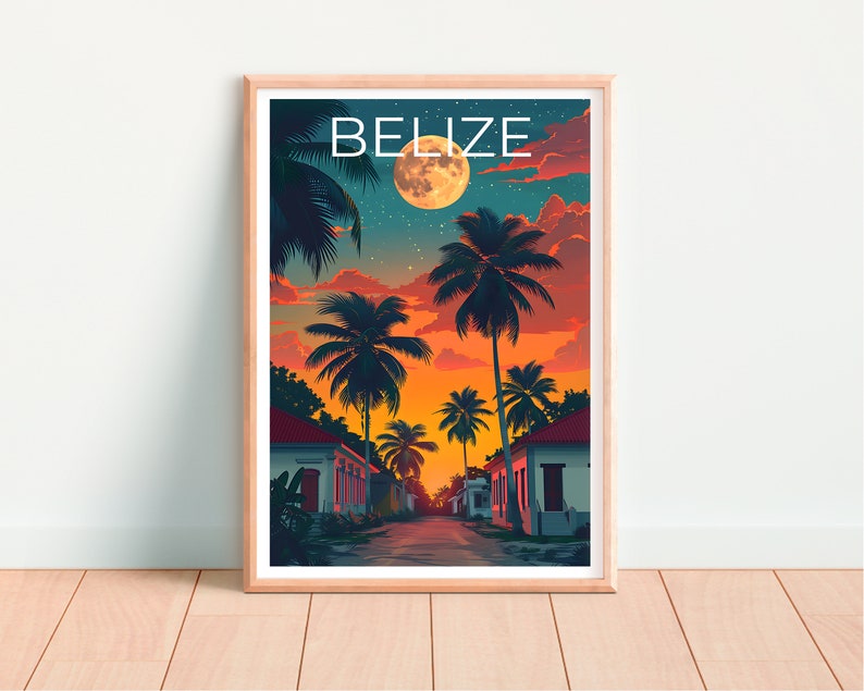 Belize Poster, Belize Print, Central America Art, Central America Print, Belize Travel Poster, Belize Gift