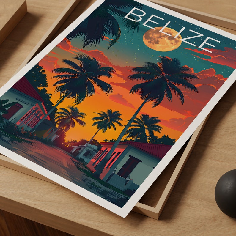 Belize Poster, Belize Print, Central America Art, Central America Print, Belize Travel Poster, Belize Gift