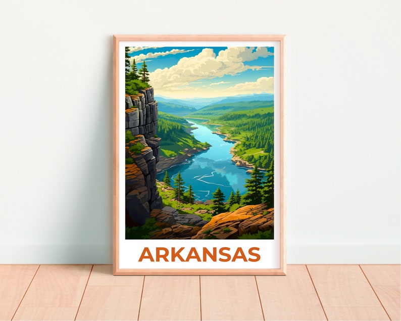 Arkansas Poster, Arkansas Print, Ozarks Poster, Forest Print, Arkansas Travel Poster, Cliff Art, Arkansas Art