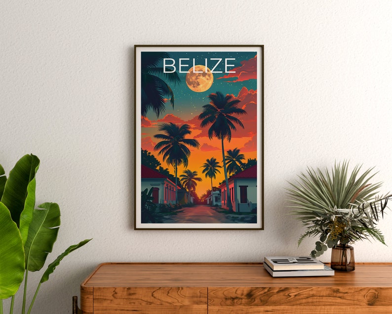 Belize Poster, Belize Print, Central America Art, Central America Print, Belize Travel Poster, Belize Gift
