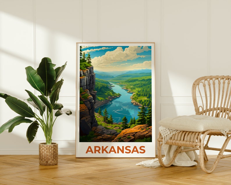 Arkansas Poster, Arkansas Print, Ozarks Poster, Forest Print, Arkansas Travel Poster, Cliff Art, Arkansas Art