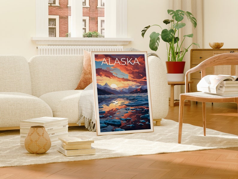 Alaska Travel Poster, Glacier Wall Art, Glacier Print, Alaska Poster, Mountain Poster, Nature Poster, Alaska Print