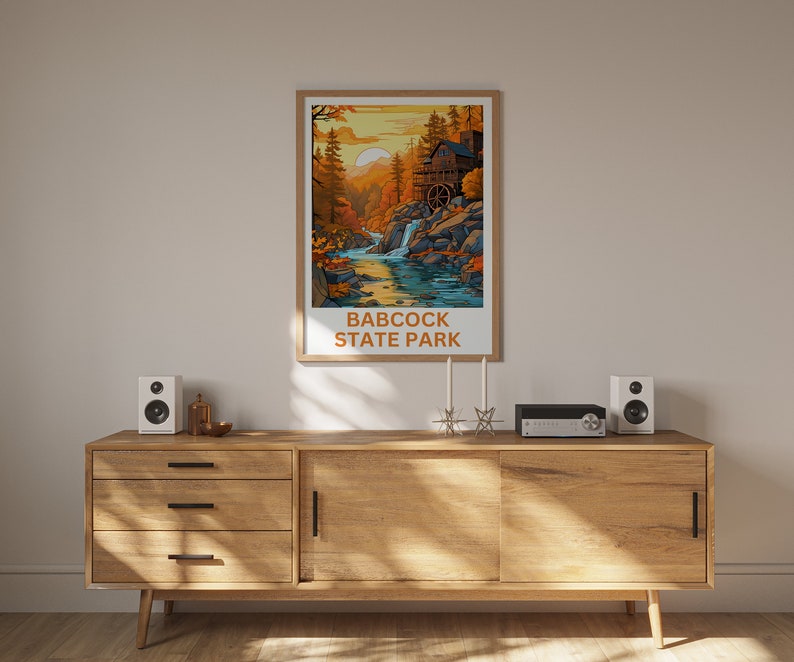 Babcock Travel Poster, West Virginia Wall Art, West Virginia Print, Babcock Poster, Creek Poster, Forest Poster, Wilderness Poster
