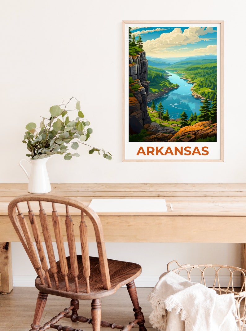 Arkansas Poster, Arkansas Print, Ozarks Poster, Forest Print, Arkansas Travel Poster, Cliff Art, Arkansas Art