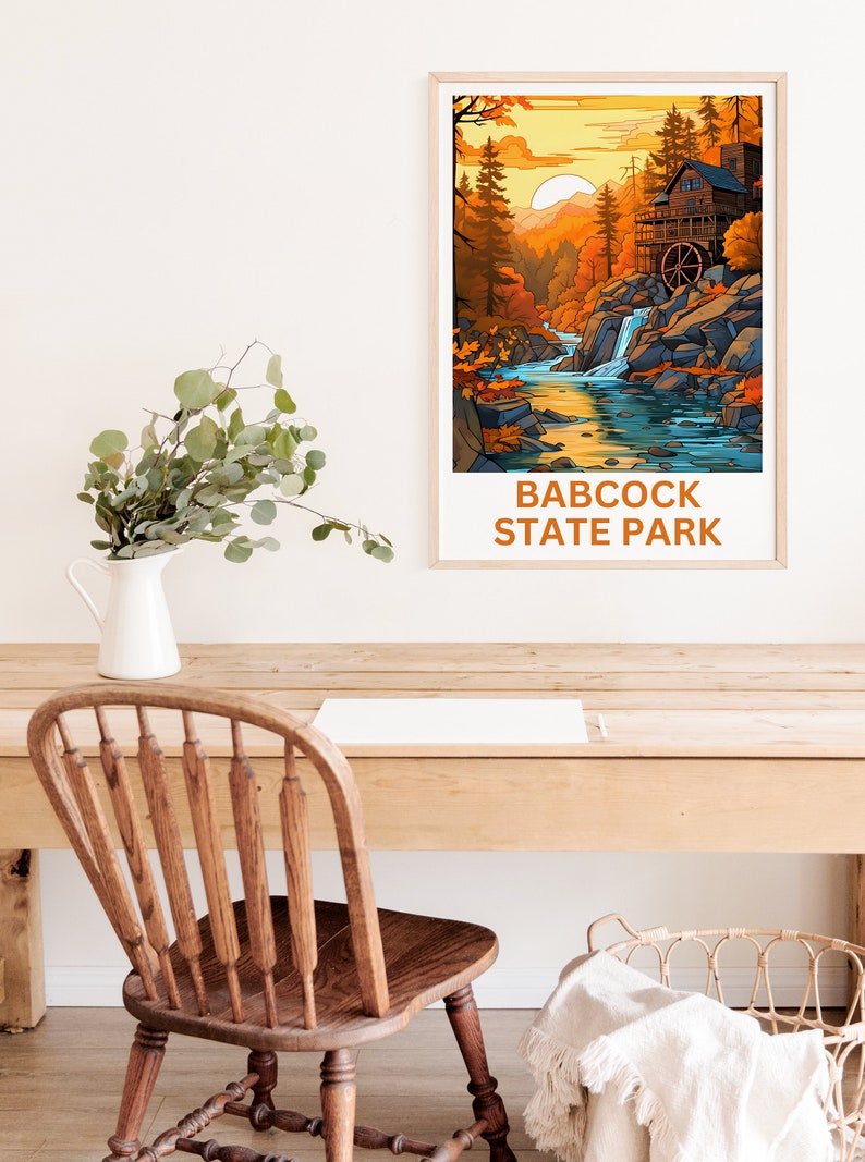 Babcock Travel Poster, West Virginia Wall Art, West Virginia Print, Babcock Poster, Creek Poster, Forest Poster, Wilderness Poster