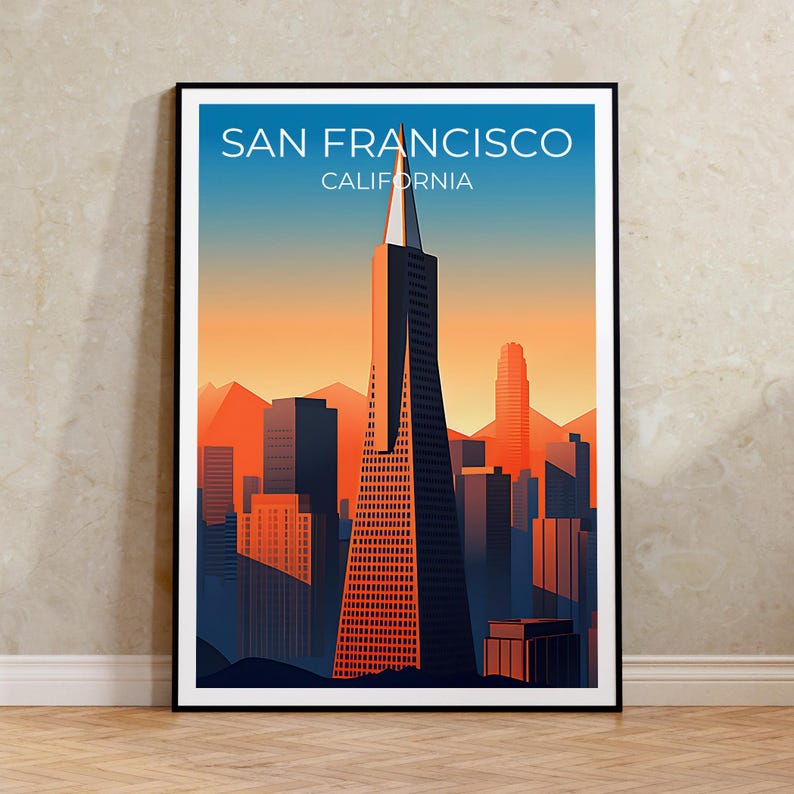 San Francisco Travel Poster, California Wall Art, California Print, Transamerica Pyramid Poster, City Poster, San Francisco Art