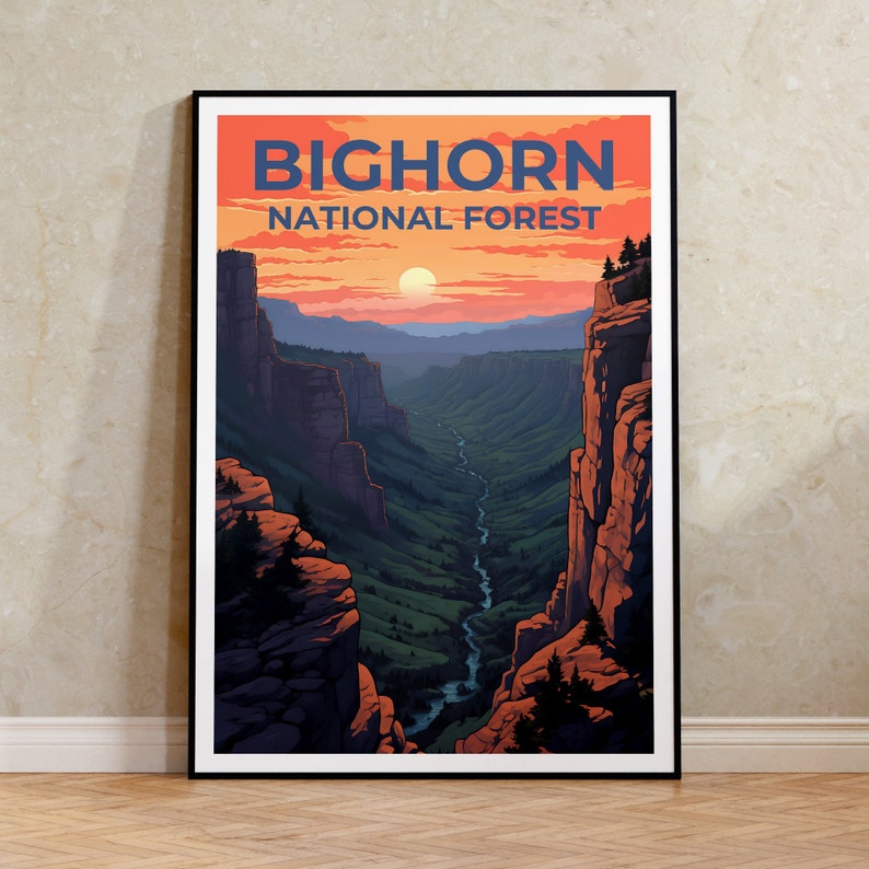 Bighorn Forest Reiseposter, Wyoming Wandkunst, Wyoming Druck, Bighorn Forest Poster, Wyoming Poster, Bighorn Forest Druck, Waldkunst